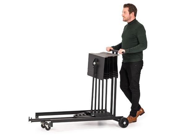 Person pushing Manhasset MAN1980 stand cart
