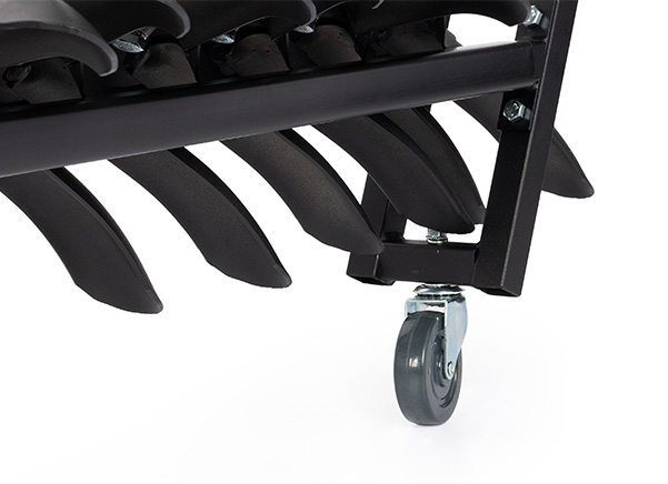 Close up of stand cart wheels