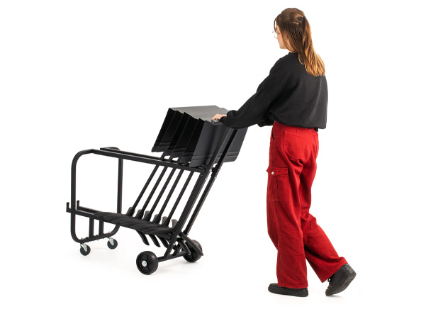 Person pushing a MAN1920 symphony stand cart